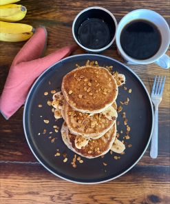 Banana Crunch Protein Pancakes