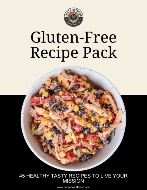 Jacked-Nutrition Gluten-Free Recipe Pack cover – 45 high-protein gluten-free meal prep recipes for fitness in Lexington KY